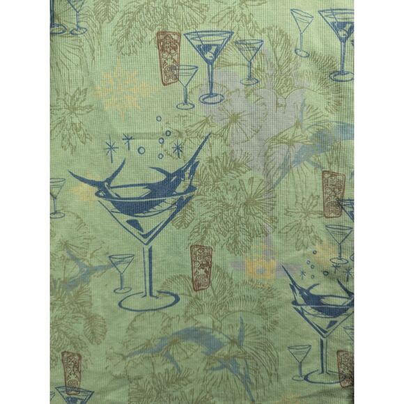 Columbia River Lodge Tiki Marlin Button Down Shirt Size L Fishing Vacation Green - Picture 6 of 13